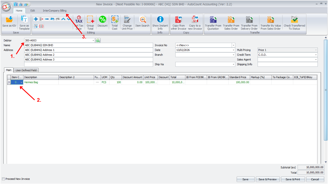 Create a new Invoice