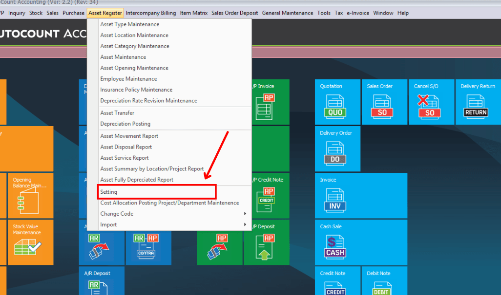 Fixed Asset Settings