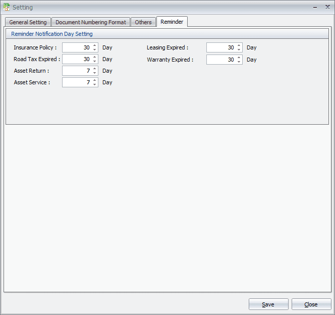 Reminder Notification Day Setting