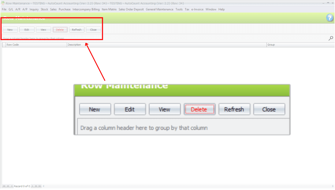 Row Maintenance Commands