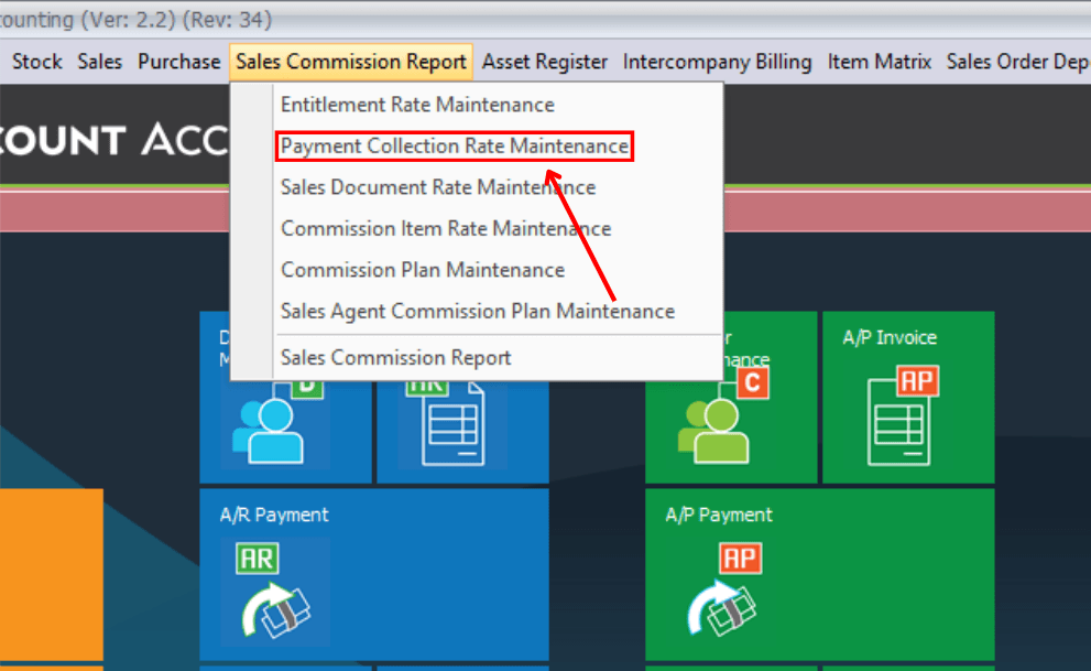 Payment Collection Rate Maintenance (menu)