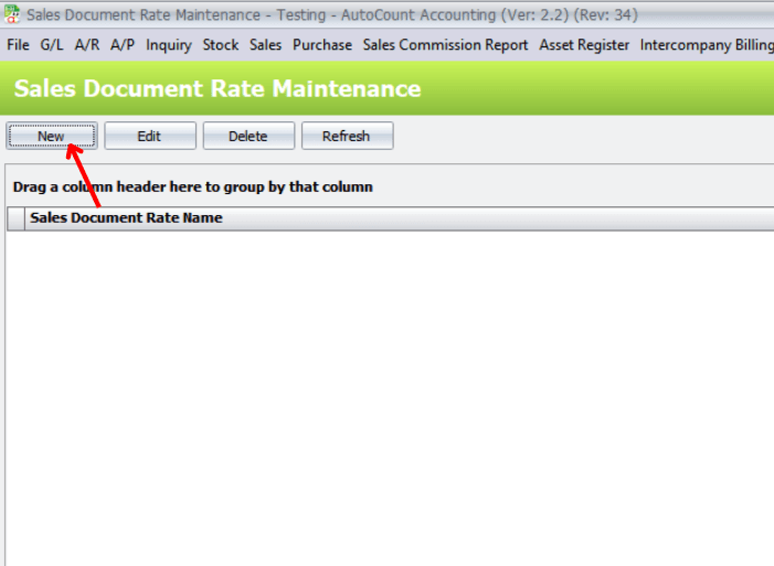 Sales Document Rate List