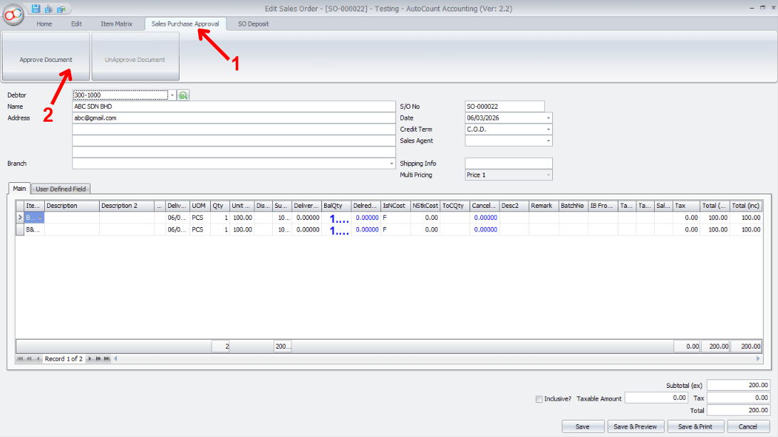 Approval Sales Order